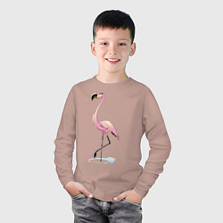 Лонгслив хлопковый детский Гордый фламинго цвета пыльно-розовый — фото 2