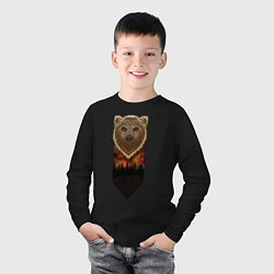 Лонгслив хлопковый детский Медведь: владыка леса, цвет: черный — фото 2
