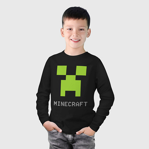 Детский лонгслив Minecraft logo grey / Черный – фото 3