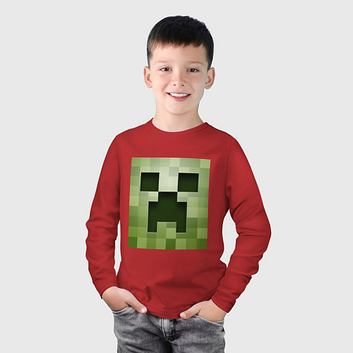 Детский лонгслив Мinecraft creeper / Красный – фото 3