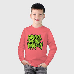 Лонгслив хлопковый детский Bring me the horizon, цвет: коралловый — фото 2