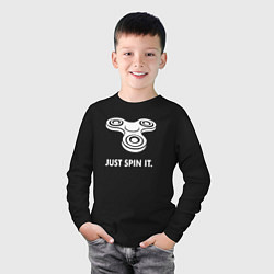 Лонгслив хлопковый детский Just spin it, цвет: черный — фото 2