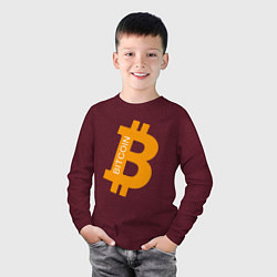Лонгслив хлопковый детский Bitcoin Boss, цвет: меланж-бордовый — фото 2