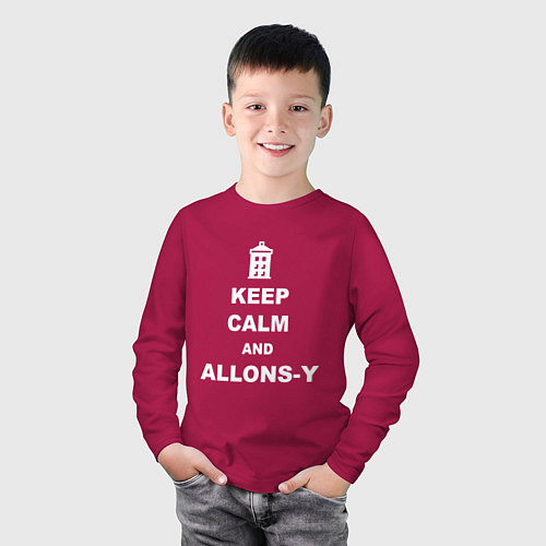 Детский лонгслив Keep Calm & Allons-Y / Маджента – фото 3