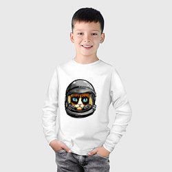 Лонгслив хлопковый детский Кот космонавт, цвет: белый — фото 2