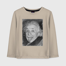 Лонгслив хлопковый детский Энштейн дурачится, цвет: миндальный