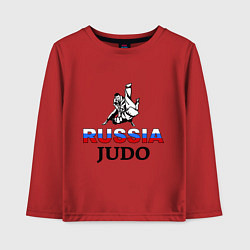 Лонгслив хлопковый детский Russia judo, цвет: красный