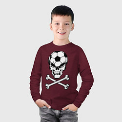 Лонгслив хлопковый детский Football Ultras, цвет: меланж-бордовый — фото 2