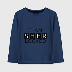 Лонгслив хлопковый детский I am Sherlocked, цвет: тёмно-синий