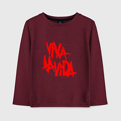 Лонгслив хлопковый детский Viva La Vida, цвет: меланж-бордовый