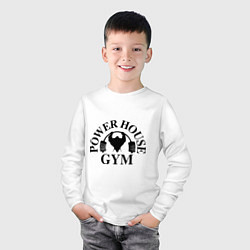 Лонгслив хлопковый детский Power House Gym, цвет: белый — фото 2