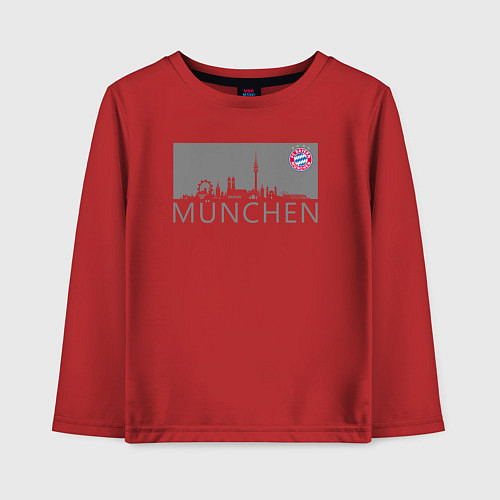 Детский лонгслив Bayern Munchen - Munchen City grey 2022 / Красный – фото 1