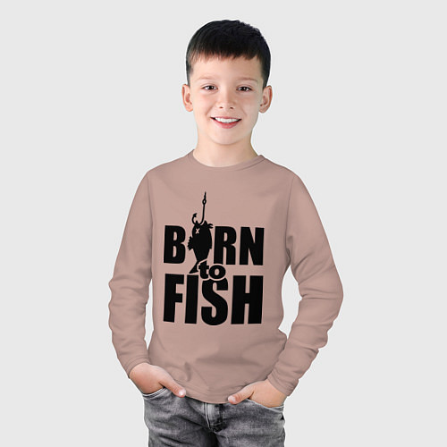 Детский лонгслив Born to fish / Пыльно-розовый – фото 3