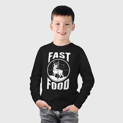 Детский лонгслив FAST FOOD олень в прицеле / Черный – фото 3