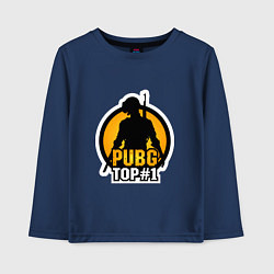 Лонгслив хлопковый детский PUBG Top 1, цвет: тёмно-синий