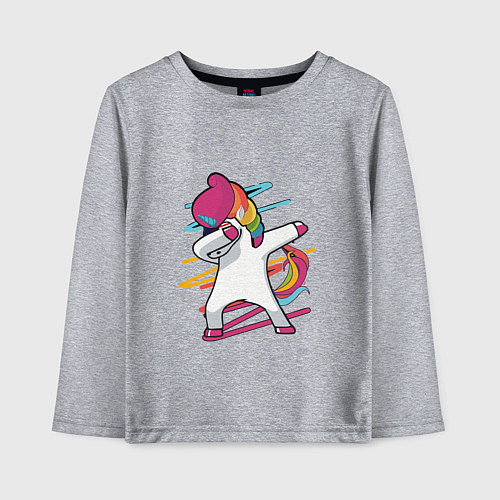 Детский лонгслив Единорог кидает даб / Меланж – фото 1