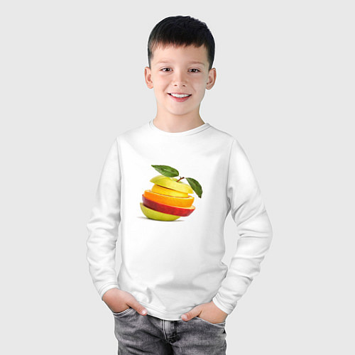 Детский лонгслив Мега яблоко / Белый – фото 3