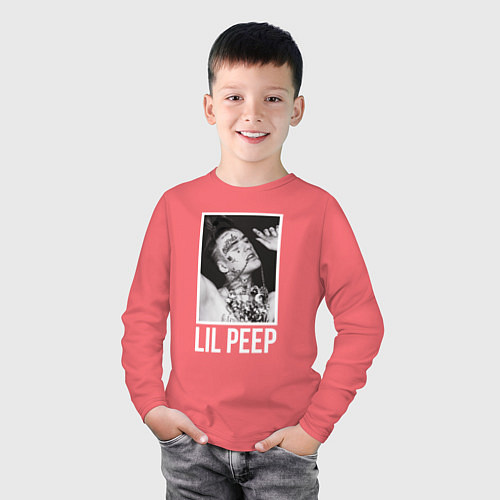 Детский лонгслив Lil Peep: White Style / Коралловый – фото 3