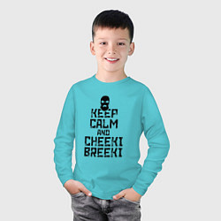 Лонгслив хлопковый детский Keep Calm & Cheeki Breeki, цвет: бирюзовый — фото 2