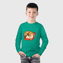 Лонгслив хлопковый детский Мопс-пицца, цвет: зеленый — фото 2