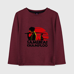 Лонгслив хлопковый детский Самурай Champloo закат, цвет: меланж-бордовый