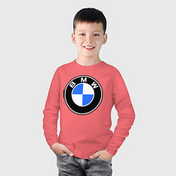 Лонгслив хлопковый детский Logo BMW, цвет: коралловый — фото 2