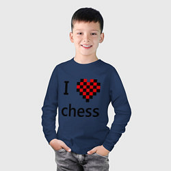 Лонгслив хлопковый детский I love chess, цвет: тёмно-синий — фото 2