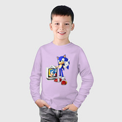 Лонгслив хлопковый детский Sonic TV, цвет: лаванда — фото 2