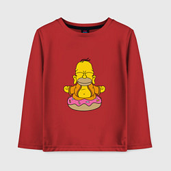 Лонгслив хлопковый детский Гомер на пончике, цвет: красный