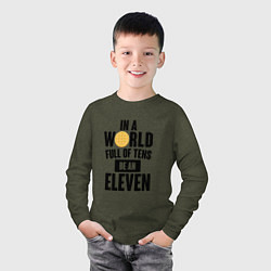 Лонгслив хлопковый детский Be A Eleven, цвет: меланж-хаки — фото 2