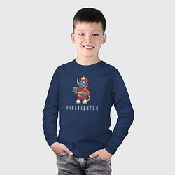 Лонгслив хлопковый детский Firefighter, цвет: тёмно-синий — фото 2