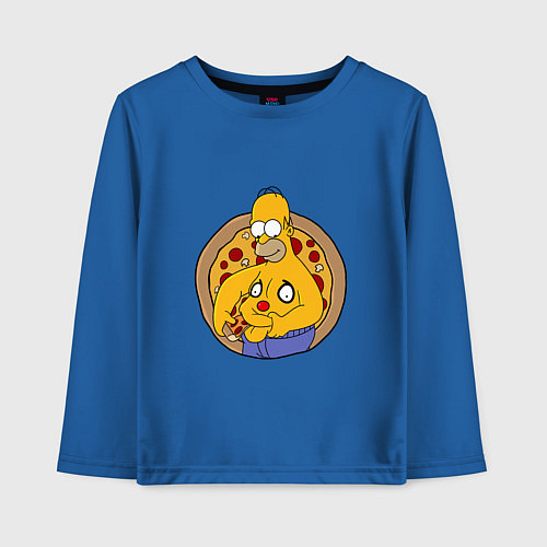 Детский лонгслив Гомер и пицца / Синий – фото 1