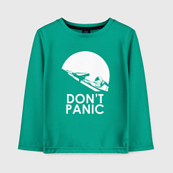 Лонгслив хлопковый детский Elon: Don't Panic, цвет: зеленый