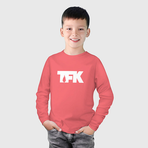 Детский лонгслив TFK: White Logo / Коралловый – фото 3