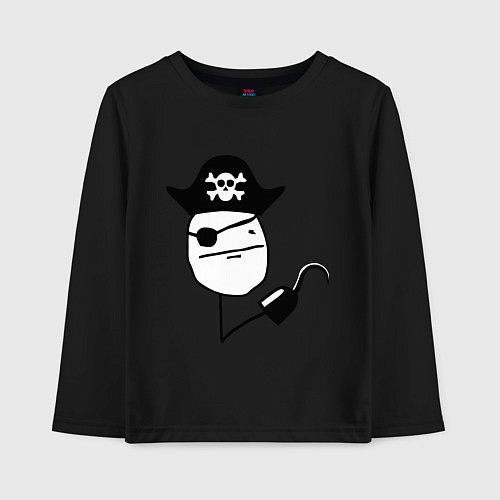 Детский лонгслив Покер фейс пират / Черный – фото 1