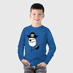 Лонгслив хлопковый детский Покер фейс пират, цвет: синий — фото 2