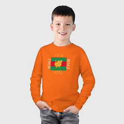 Лонгслив хлопковый детский Модный гусь, цвет: оранжевый — фото 2