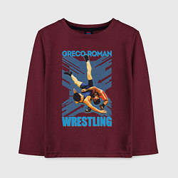 Лонгслив хлопковый детский Greco-roman wrestling, цвет: меланж-бордовый