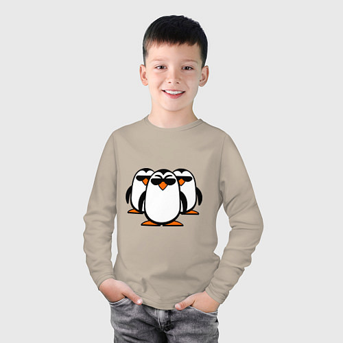 Детский лонгслив Банда пингвинов / Миндальный – фото 3