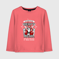 Лонгслив хлопковый детский The gods made heavy metal, цвет: коралловый