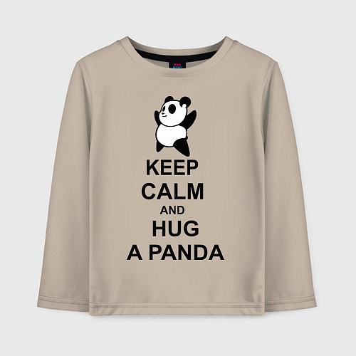Детский лонгслив Keep Calm & Hug A Panda / Миндальный – фото 1