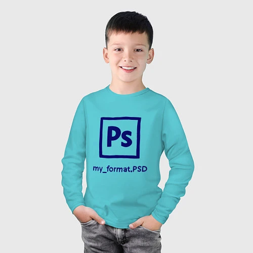 Детский лонгслив Photoshop / Бирюзовый – фото 3