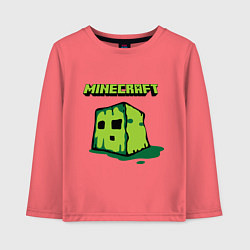 Лонгслив хлопковый детский Minecraft Creeper, цвет: коралловый