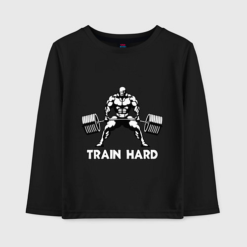 Детский лонгслив Train hard тренируйся усердно / Черный – фото 1