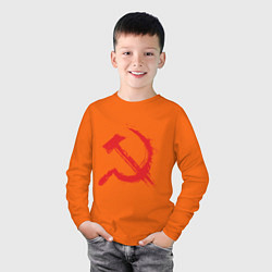 Лонгслив хлопковый детский Cерп и молот, цвет: оранжевый — фото 2