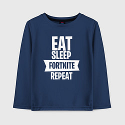 Лонгслив хлопковый детский Eat Sleep Fortnite Repeat, цвет: тёмно-синий