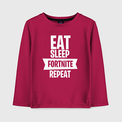 Лонгслив хлопковый детский Eat Sleep Fortnite Repeat, цвет: маджента