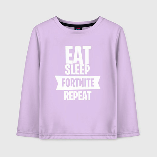 Детский лонгслив Eat Sleep Fortnite Repeat / Лаванда – фото 1