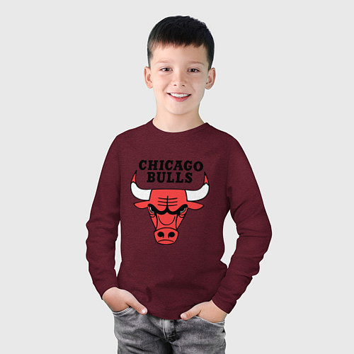 Детский лонгслив Chicago Bulls / Меланж-бордовый – фото 3