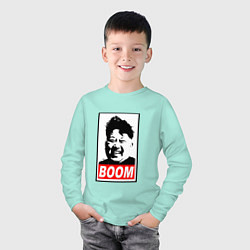 Лонгслив хлопковый детский BOOM: Kim Chen Eun цвета мятный — фото 2